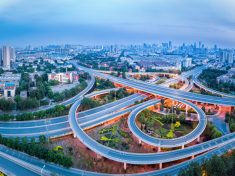 aerial view of city interchange in tianjin